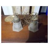 vintage Art Deco style frosted glass pendant lamp