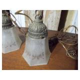 vintage Art Deco style frosted glass pendant lamp