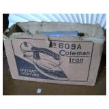 vintage Coleman 608A Instant Lighting Iron in its original box