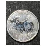 2012 CANADIAN MOOSE 1 TROY OZ .9999 FINE SILVER