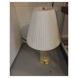 Table Lamp with Pleated Shade and Glass Brass Base