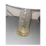 Table Lamp with Pleated Shade and Glass Brass Base