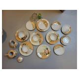 Japanese Hand-Painted Porcelain Tea Set with Floral Pattern