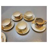 Japanese Hand-Painted Porcelain Tea Set with Floral Pattern