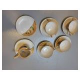 Japanese Hand-Painted Porcelain Tea Set with Floral Pattern