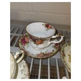 Collection of 8 Vintage Bone China Teacup and Saucer Sets with Floral Patterns - England
