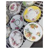 Collection of 8 Vintage Bone China Teacup and Saucer Sets with Floral Patterns - England
