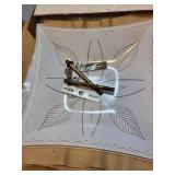 Set of 3 Vintage Square Glass Ceiling Light Covers with Hardware