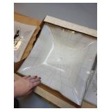 Set of 3 Vintage Square Glass Ceiling Light Covers with Hardware