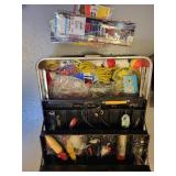 Vintage Fishing Tackle Box and Military Ammo Can with Lures and Gear