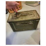 Vintage Fishing Tackle Box and Military Ammo Can with Lures and Gear