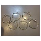 Set of 6 Clear Apple-Shaped Glass Plates