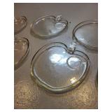 Set of 6 Clear Apple-Shaped Glass Plates