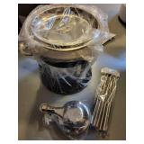 Classic Fondue Set with Stainless Steel Pot, Ceramic Insert, and 6 Forks