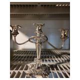 Vintage Silver-Plated 3-Arm Candelabra with Ornate Floral Base
