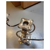 Vintage Silver-Plated 3-Arm Candelabra with Ornate Floral Base