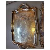 Set of 2 Ornate Silver-Plated Serving Trays with Floral Engraving