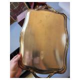 Set of 2 Ornate Silver-Plated Serving Trays with Floral Engraving