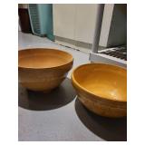 Pair of Vintage Yellowware Mixing Bowls