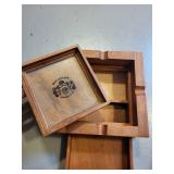 Wooden Box with Macanudo Mark, Drawer, and Poker Chips Set