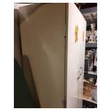 White Metal Storage Cabinet with Shelves and Fruit Design