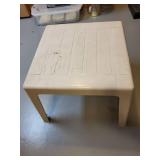 White Plastic Patio Side Table, 16x20 Inches