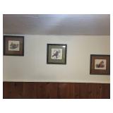 Set of 3 Framed Wildlife Art Prints by Willi Waschkuhn - Raccoon, Cottontail, Red Fox
