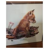 Set of 3 Framed Wildlife Art Prints by Willi Waschkuhn - Raccoon, Cottontail, Red Fox