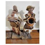 Pair of Vintage Artisan Figures with Basket and Pot