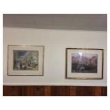 Pair of Framed Impressionist Art Prints Including Renoir Street Scene