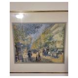 Pair of Framed Impressionist Art Prints Including Renoir Street Scene