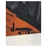 Vintage Abstract Portrait Oil Painting Signed Denny 1952