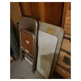 2 Folding Card Tables, a Banquet Table, and 6 Metal Folding Chairs