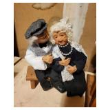 Set of 3 Vintage Jewish Character Dolls with Sewing Machine Display