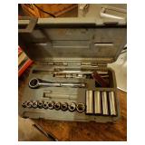 Hand Tool Set with Ratcheting Box Wrenches, Socket Set, and Multi-Purpose Hammer