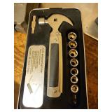 Hand Tool Set with Ratcheting Box Wrenches, Socket Set, and Multi-Purpose Hammer