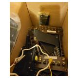 Box and Locking Metal Case with Assorted Electronic Parts and Cables
