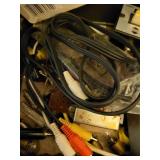 Box and Locking Metal Case with Assorted Electronic Parts and Cables