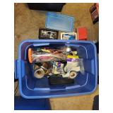 Garage Tool and Accessory Lot with First Aid Kit and Storage Bins