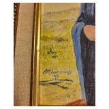 Framed 8x10 Original Oil Painting of Bearded Man with Staff