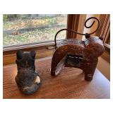 Black and White Cat Figurine and Metal Cat Candle Holder Decor Set