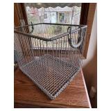 Vintage Metal Wire Storage Basket with Handles 11x11x9 Inches
