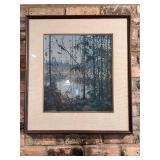 Framed Woodland Landscape Print with Mat, 28x26 Inches
