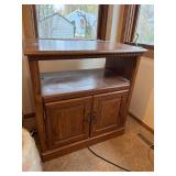 Wooden TV Stand with Storage Cabinet and Open Shelf