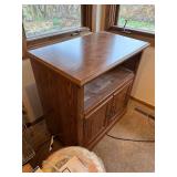 Wooden TV Stand with Storage Cabinet and Open Shelf