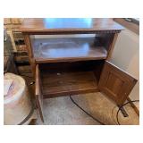 Wooden TV Stand with Storage Cabinet and Open Shelf