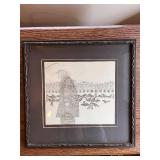 Framed Pointillism Art Print Great Northern Market 14.5 x 14.5 Inches