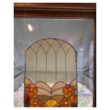 Stained Glass Hanging Panel with Floral Design, 12 x 16.5 Inches