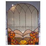 Stained Glass Hanging Panel with Floral Design, 12 x 16.5 Inches