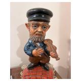 Vintage Hand-Painted Porcelain Figurine of Fiddler with Violin, 16 Inches Tall